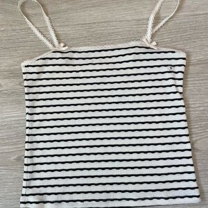 American Eagle Outfitters Black and White Striped Top